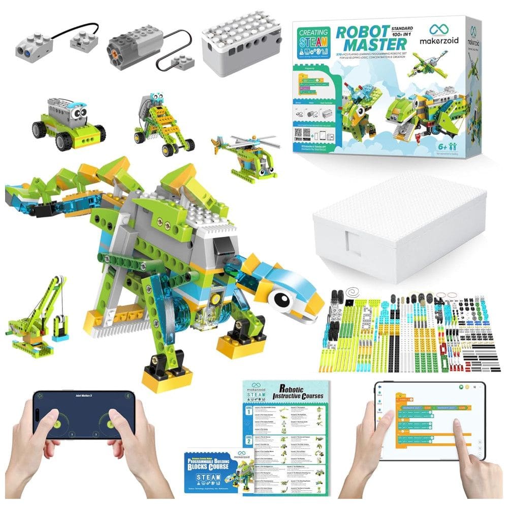 Kit de Construção Robótica com Mais de 100 Possibilidades de Criações para Crianças de 6 Anos ou Mais, MAKERZOID, Verde