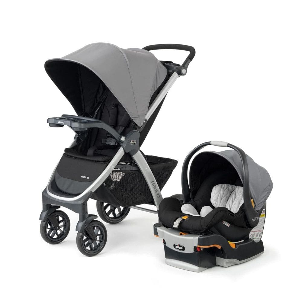 Carrinho de Bebê 3 em 1 com Cadeira para Carro KeyFit 30 Chicco Bravo, Cinza e Preto