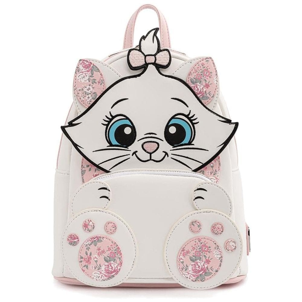 Mochila Escolar Infantil Loungefly Disney Marie Floral para Crianças a Partir de 12 Anos, Branca