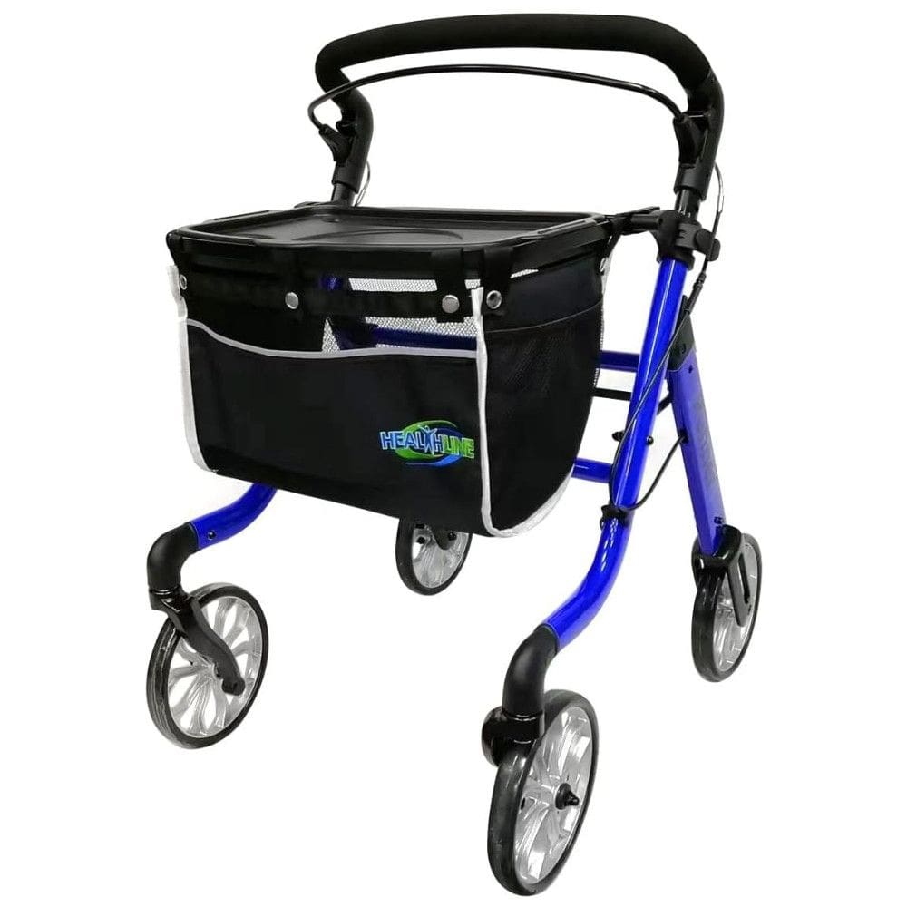 Andador Adulto Idoso Lenificar com Assento e Bolsa, Suporta até 136 Quilos, Azul