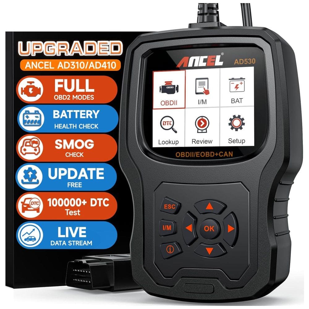 ANCEL AD530 Scanner OBD2: Testador de Falhas c/ Teste de Bateria, Funcionalidades Avançadas p/ Carros a partir de 1996
