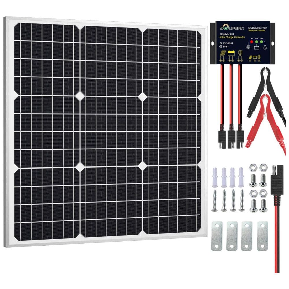 Kit Painel Solar, Monocristalino, à prova dágua, 50W, 12V, 1 painel, SOLPERK, Preto