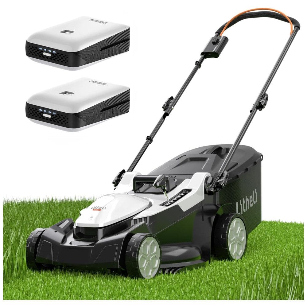 Cortador de Grama Elétrico Sem Fio Litheli 40V 2 x 20V, Motor Brushless Potente, Ajuste de Altura, Leve e Portátil, 2 Baterias 4.