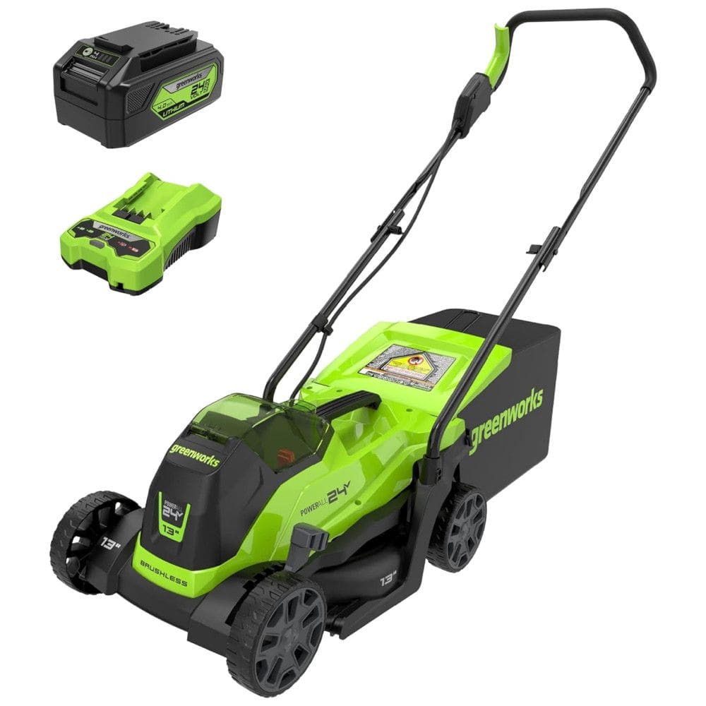 Cortador de Grama Sem Fio Greenworks 24V Brushless, Bateria 4.0Ah e Carregador Inclusos