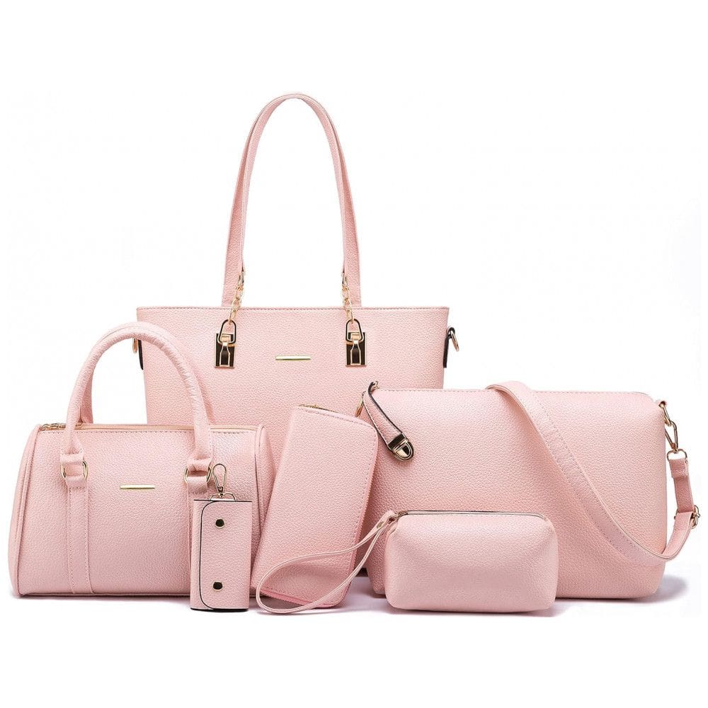 Conjunto de Bolsas Femininas 6 Peças com Carteira, 2E youth, Rosa