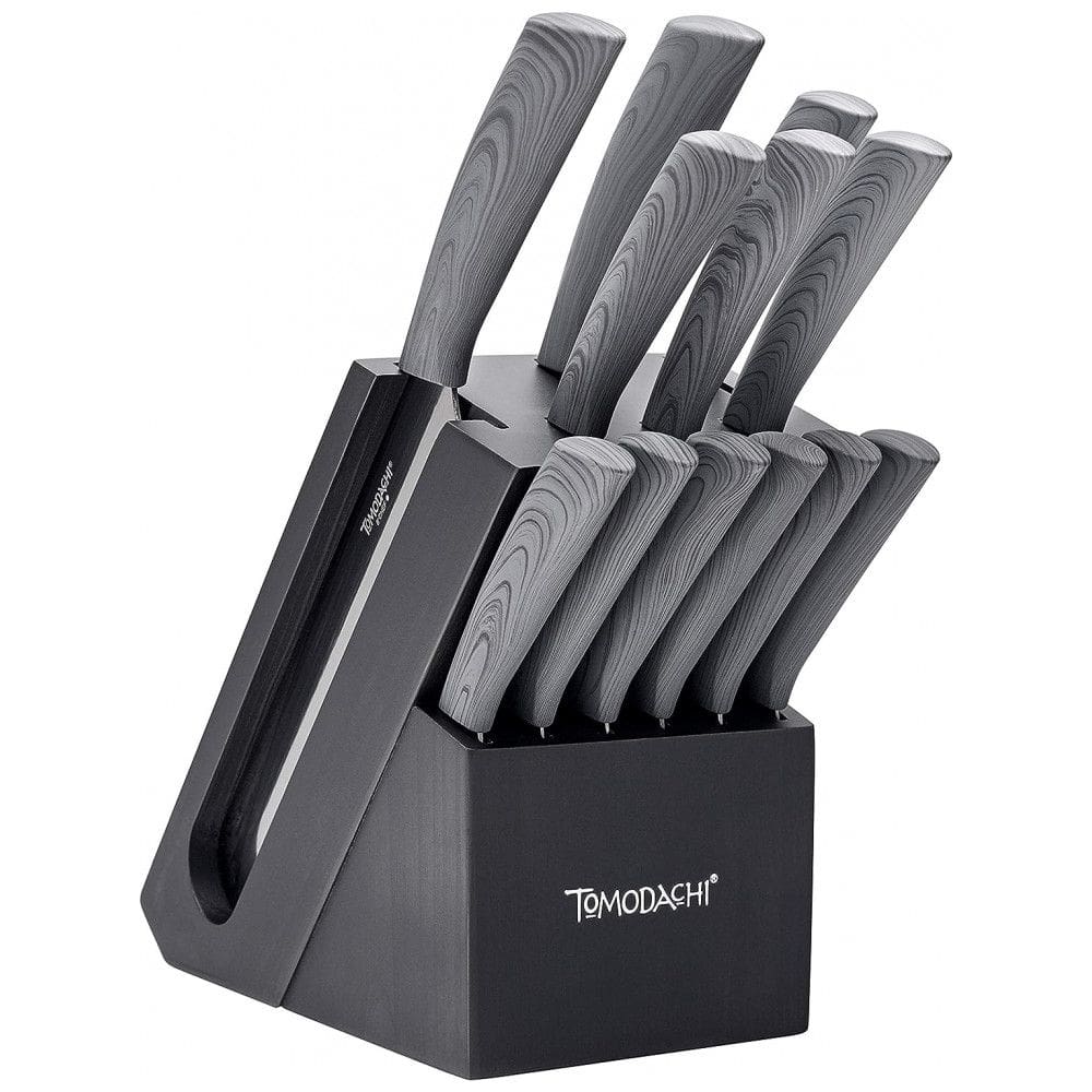 Conjunto de Facas Hampton Forge HMC01B612L em Aço Inoxidável com Bloco de Bancada Multinível, 13 Peças, Cinza