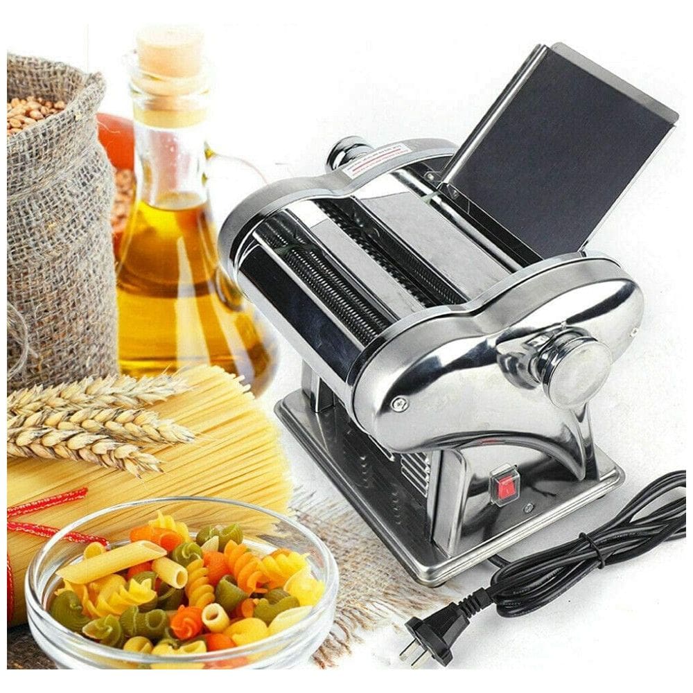 Máquina de Macarrão Elétrica 110V Automática Produz Massa de Noodles, Dumplings e Pele de Massa de Alta Produção em Aço Inoxidável