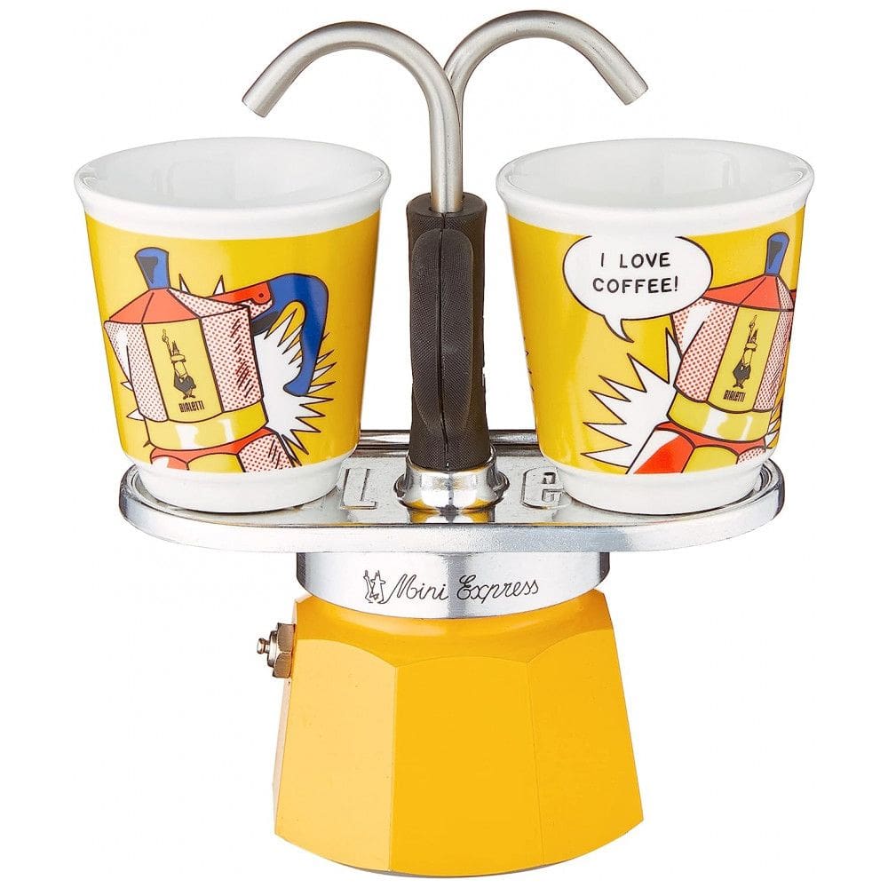Mini Cafeteira de Café Expresso Manual até 80 mL, Alumínio, Bialetti, Amarelo