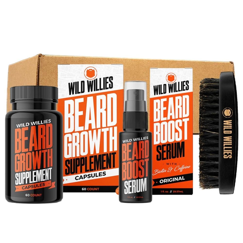 Kit de tratamento de barba Wild Willies Beard Growth Serum Brush