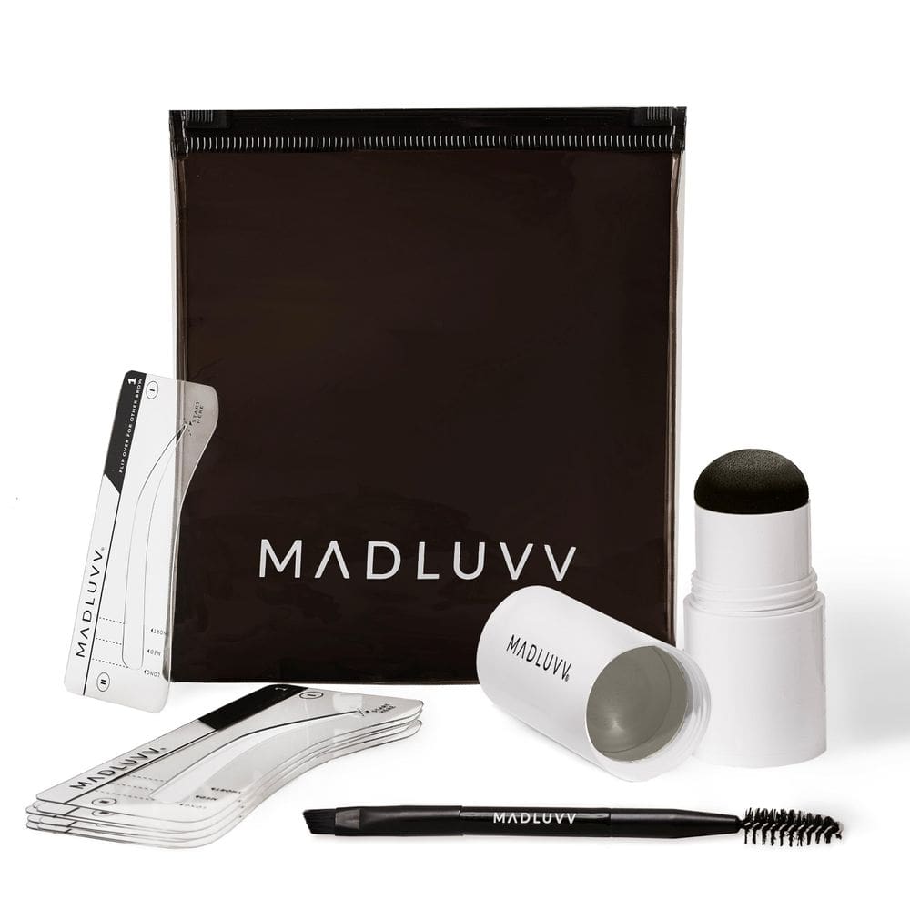 Kit de estêncil de sobrancelha MADLUVV fácil de usar com 9 formas e bolsa