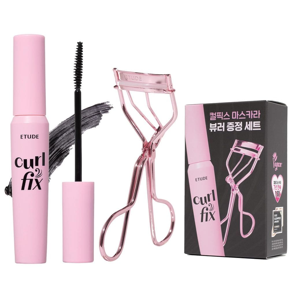 Conjunto de rímel e modelador de cílios ETUDE Curl Fix Black