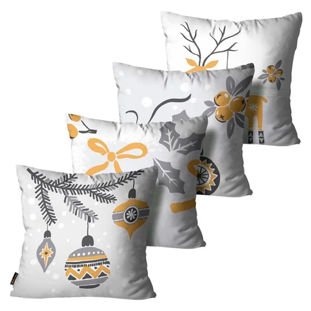 Kit 4 Capas de Almofadas Decorativas Mdecore 45x45- Natal