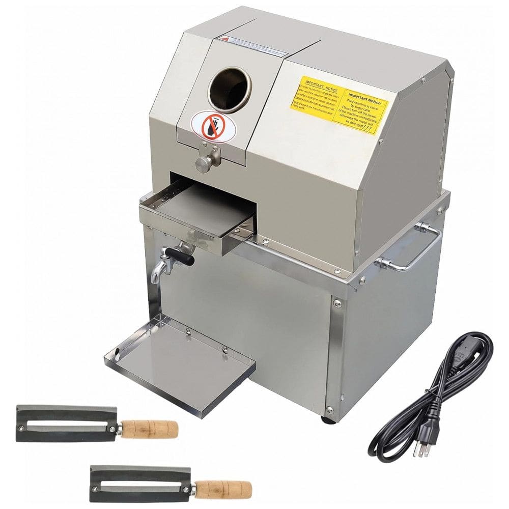 Moedor de Cana de Açucar Elétrico Profissional com 3 Rolos, Aço Inoxidável, 110V 800W, TECHTONGDA, Prata