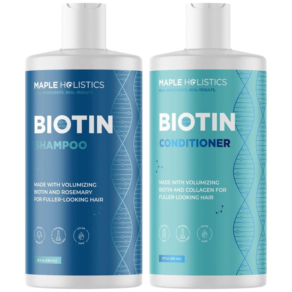 Shampoo e Condicionador de Óleo de Argan e Jojoba Para Tratamento de Queda de Cabelo 236ml, MAPLE HOLISTICS MH Biotin Set 1, Azul Marinho