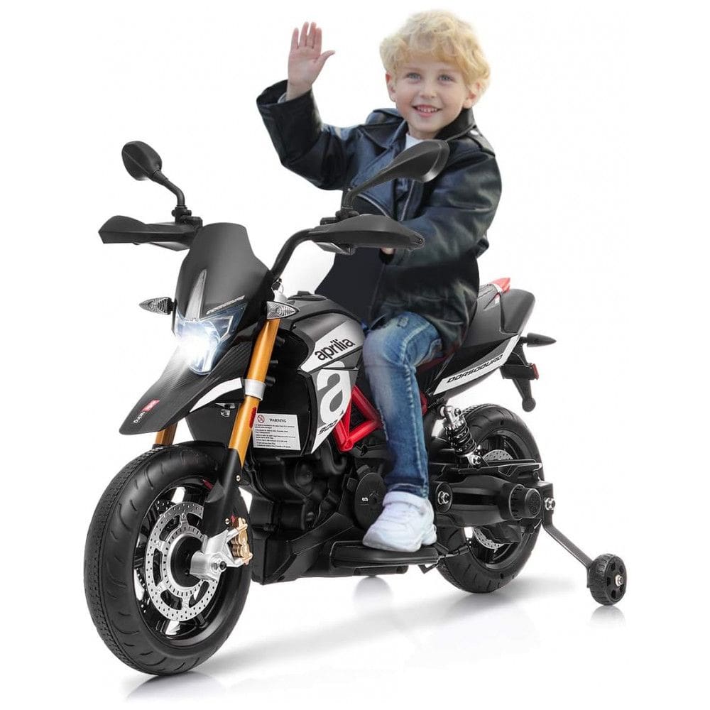 Moto Elétrica Infantil a Bateria 12V com Sons, MP3, e Luzes, Idade Rec 3 a 8 Anos, Costzon, Preto