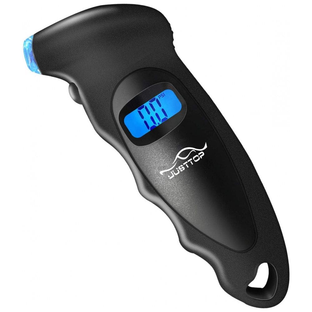 Medidor de Pressão de Pneus Digital JUSTTOP, 150PSI, 4 Configurações para Carros, Caminhões e Bicicletas, Display LCD Retroiluminado