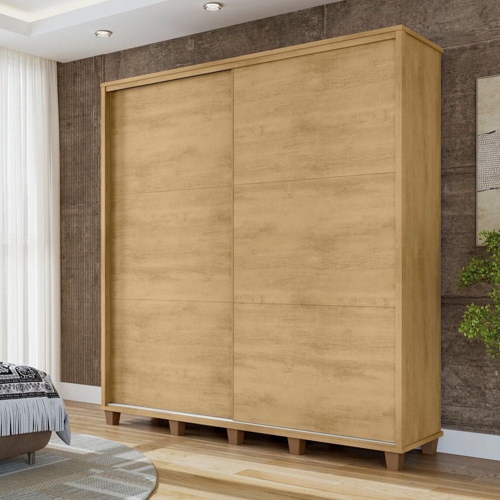 Guarda-roupa com 2 Portas de Correr e 4 Gavetas Monte Carlo Cinamomo