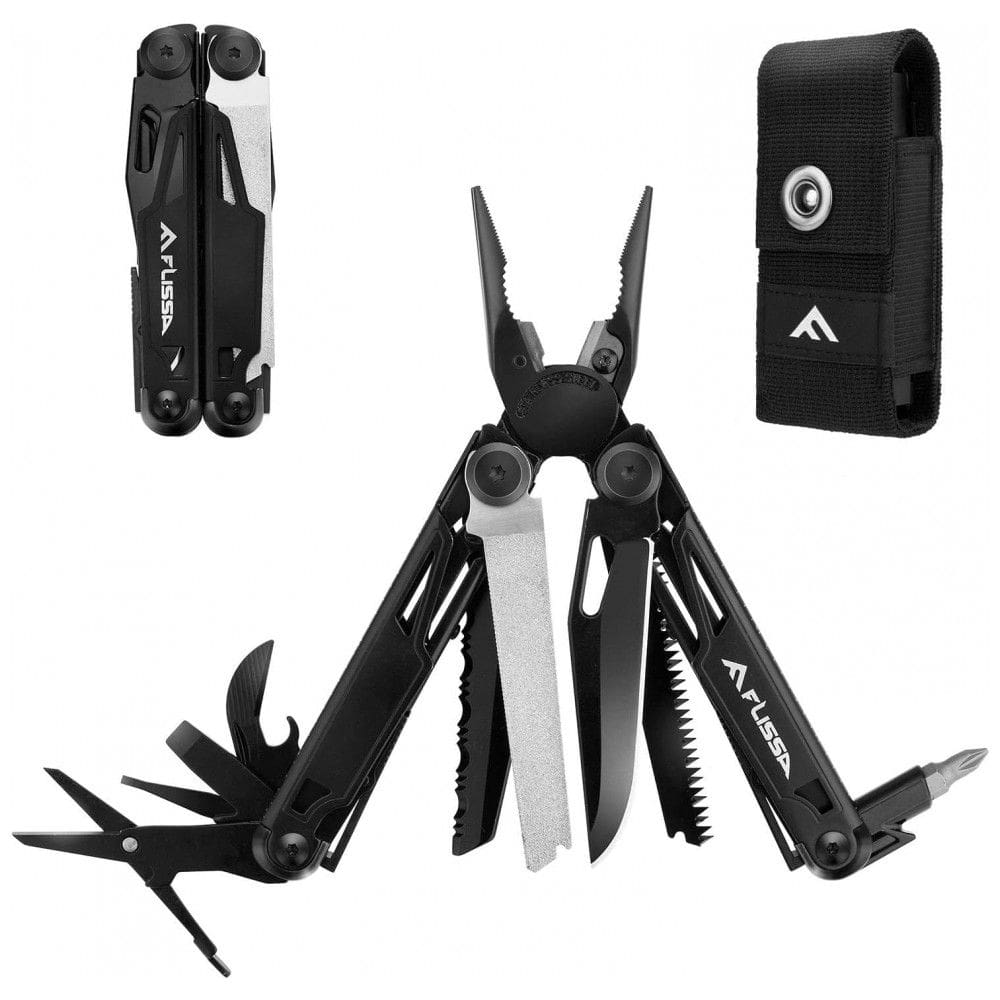 Alicate Multifuncional 16 em 1, Aço Inoxidável com Estojo de Nylon, Flissa, Preto
