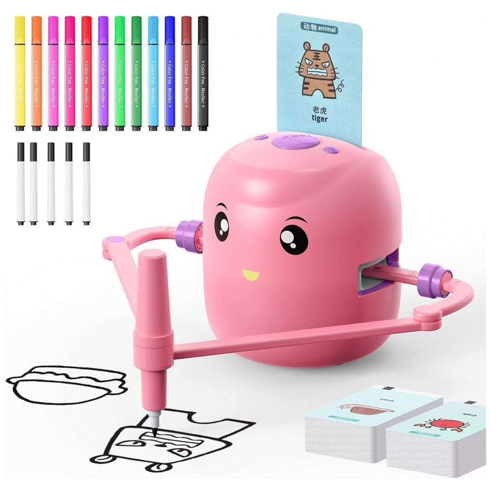 Robô Interativo de Desenho Educacional para Crianças - Brinquedo Montessori com 100 Cartões de Palavras, Interação por Voz,CYJBE