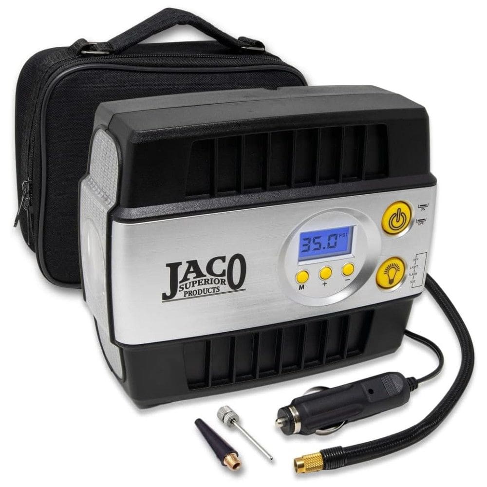 Mini Compressor de Ar Elétrico Automotivo, portátil, 12V, 100 PSI com luz LED e desligamento automático, JACO SUPERIOR PRODUCTS JSP 008