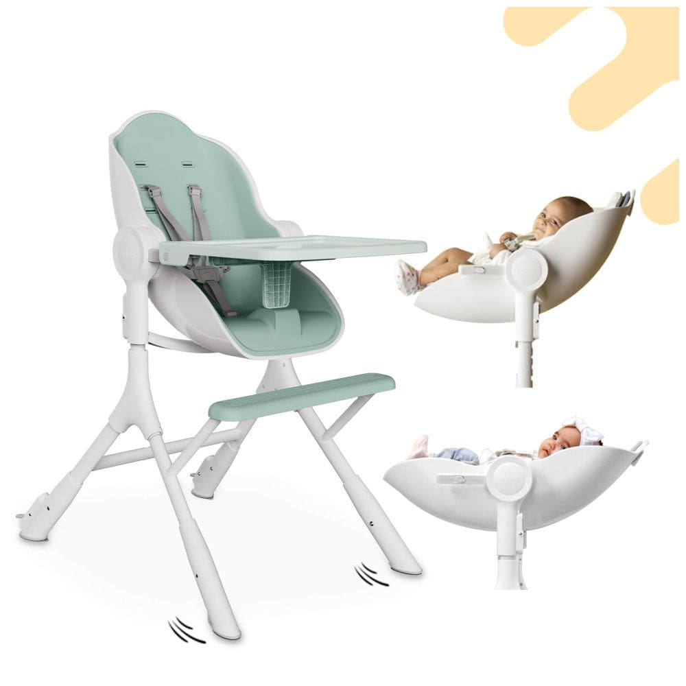 Cadeira de Alimentação Cadeirão com Bandeja Removível e Modo Espreguiçadeira, Oribel, Verde