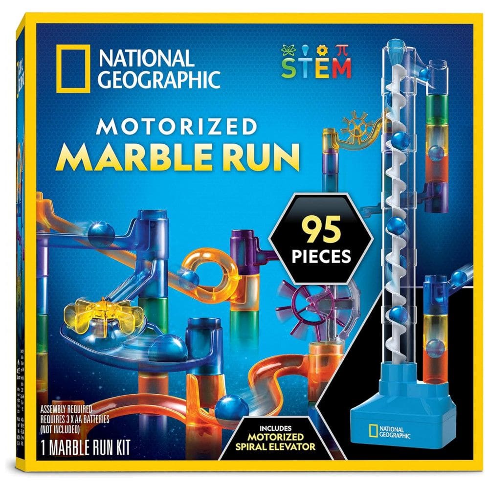 Blue Marble: National Geographic Marble Run com Elevador Motorizado - Kit de 95 Peças para Labirinto de Mármore com Elevador,Blue Marble