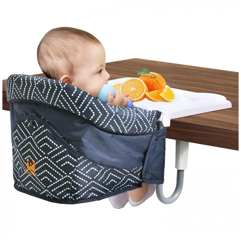 Cadeira de Alimentação Portátil com Encaixe em Mesa e Bandeja, MTWML, Preto