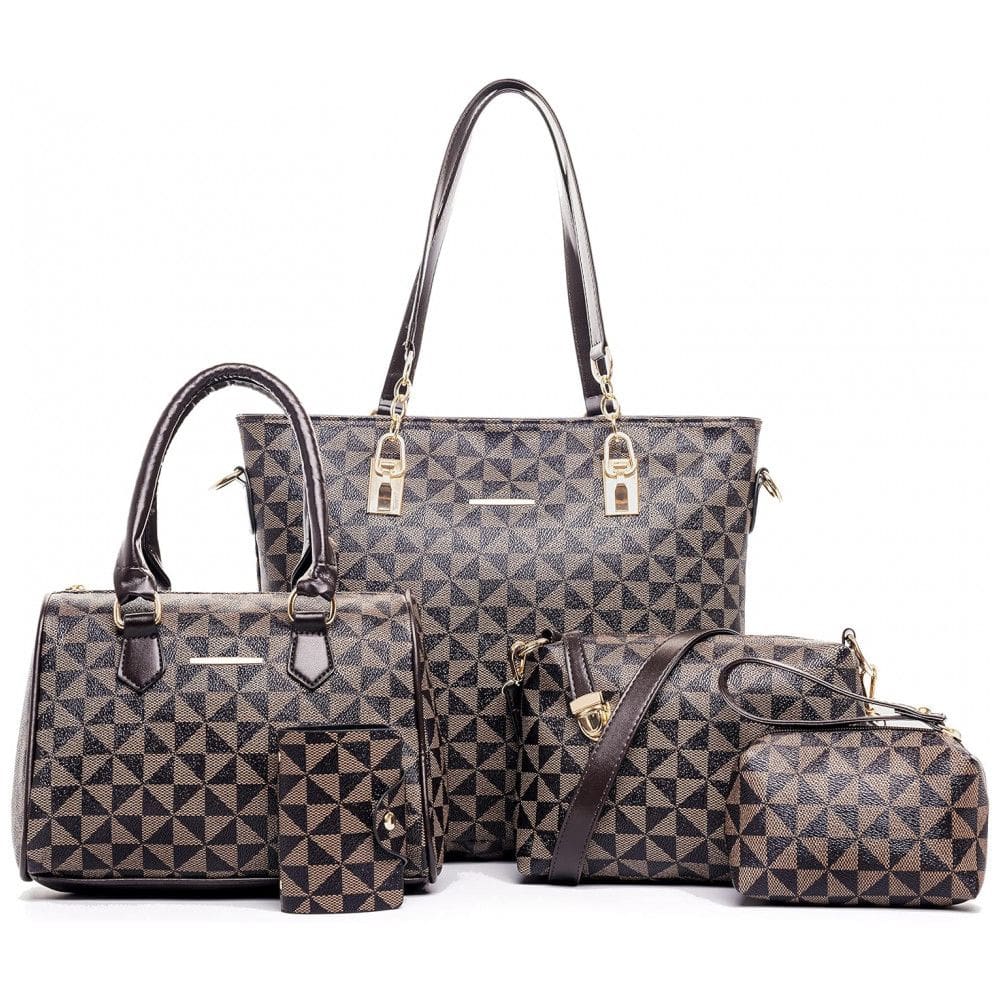 Conjunto de Bolsas Femininas 6 Peças com Carteira, 2E youth, Marrom