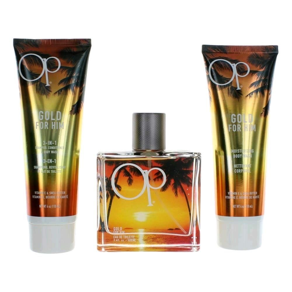 Conjunto de perfume Ocean Pacific OP Gold para homens, 3 peças