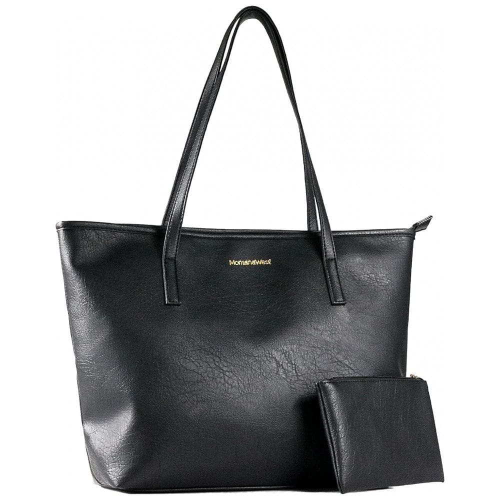 Bolsa de Ombro Feminina em Couro Sintético com Carteira, Montana, Preto