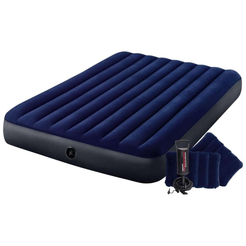 Colchão Inflável Queen com Bomba de Ar e Travesseiros Inclusos, Até 272 kg, INTEX 68765E, Azul