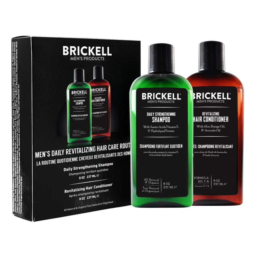 Shampoo e Condicionador Para Hos Revitaliza Força e Volume Orgânico 237ml, BRICKELL MENS PRODUCTS, Preto