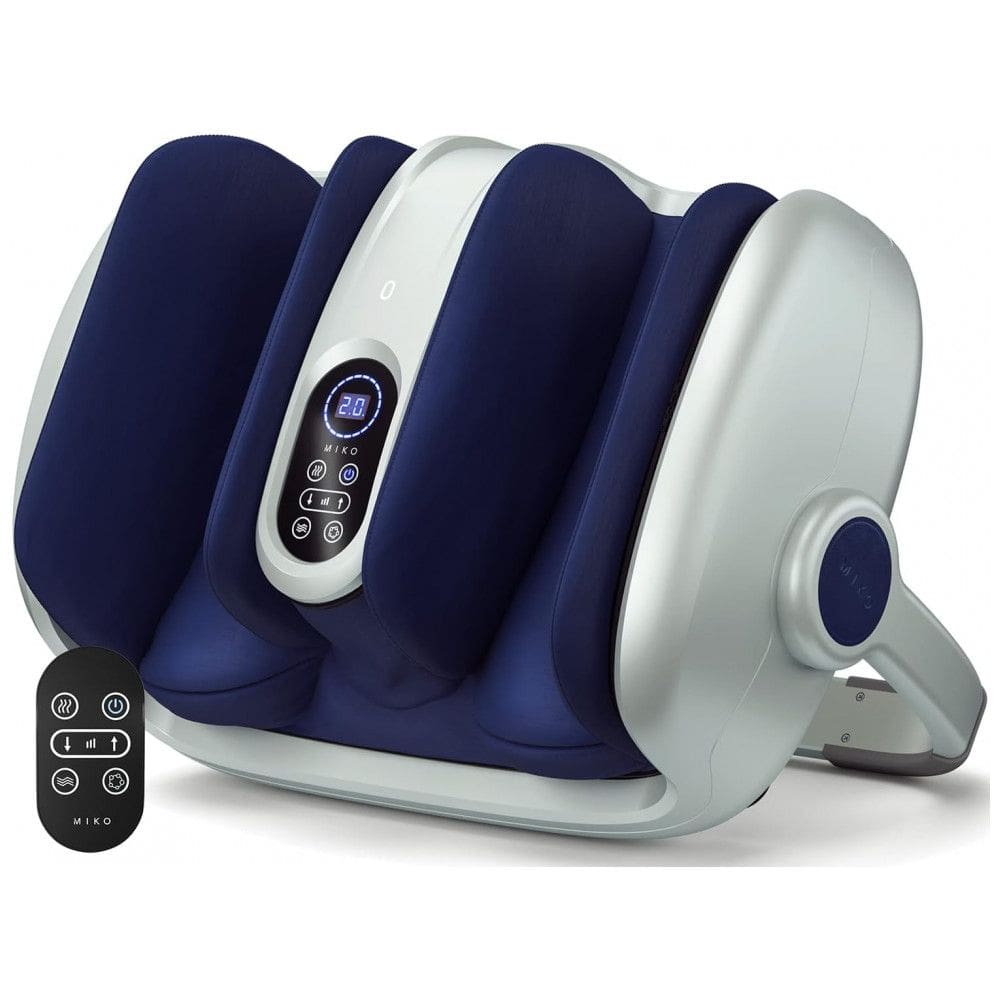 Massageador Elétrico para Pés com 5 Configurações, Controle e Painel LED, MIKO, Azul e Prata