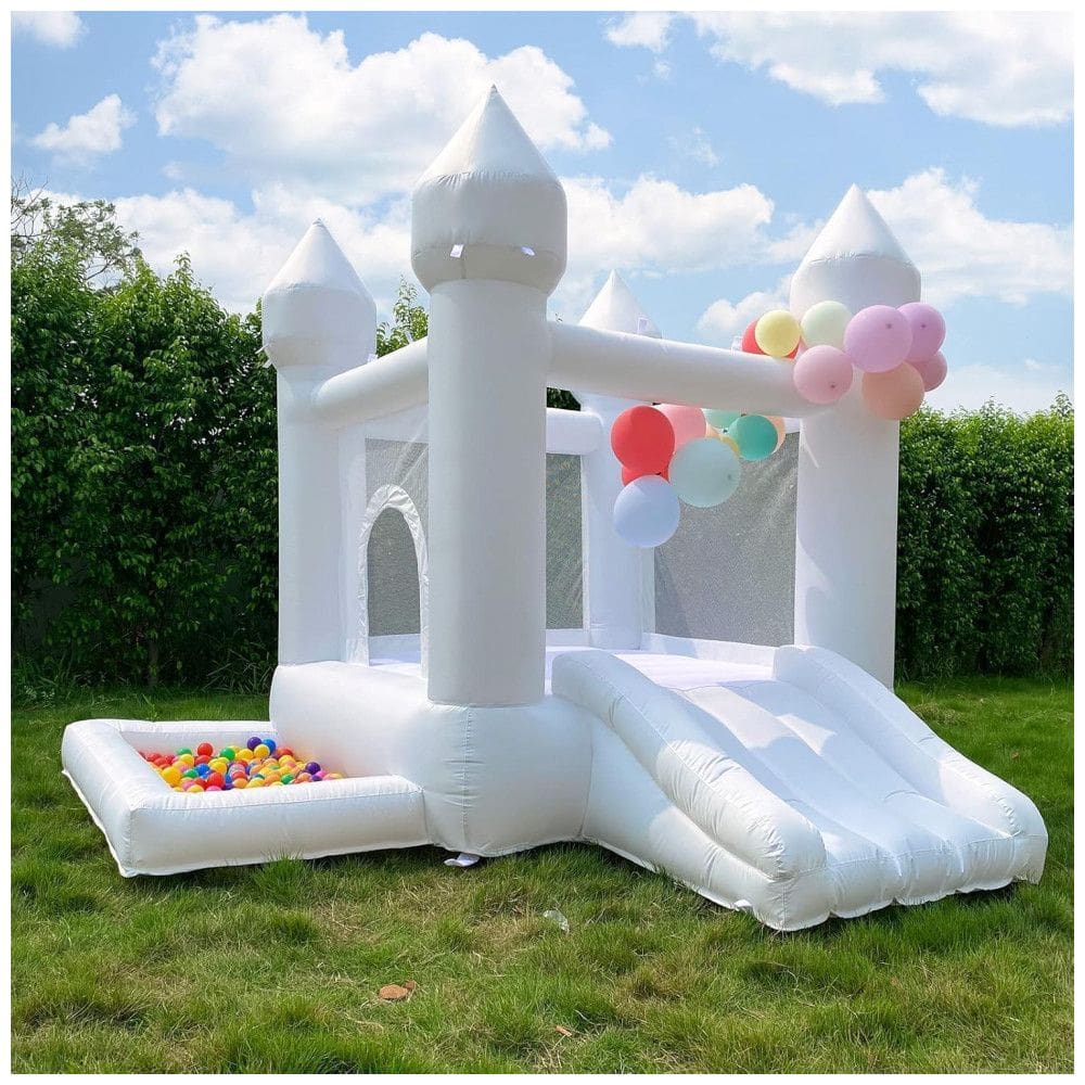 Casa de Pula-Pula Branca com Soprador - Brinquedo Inflável Infantil de Material Extra Grosso Costurado para Maior Durabilidade,POYOUNGHU