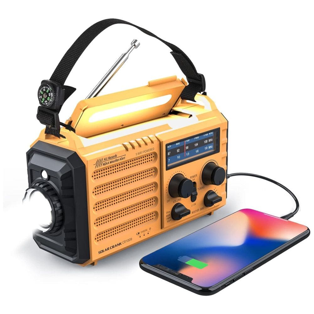 Raynic Rádio AM FM WB e NOAA 2000mAh Com Bateria Solar ou Manivela de Recarga USB