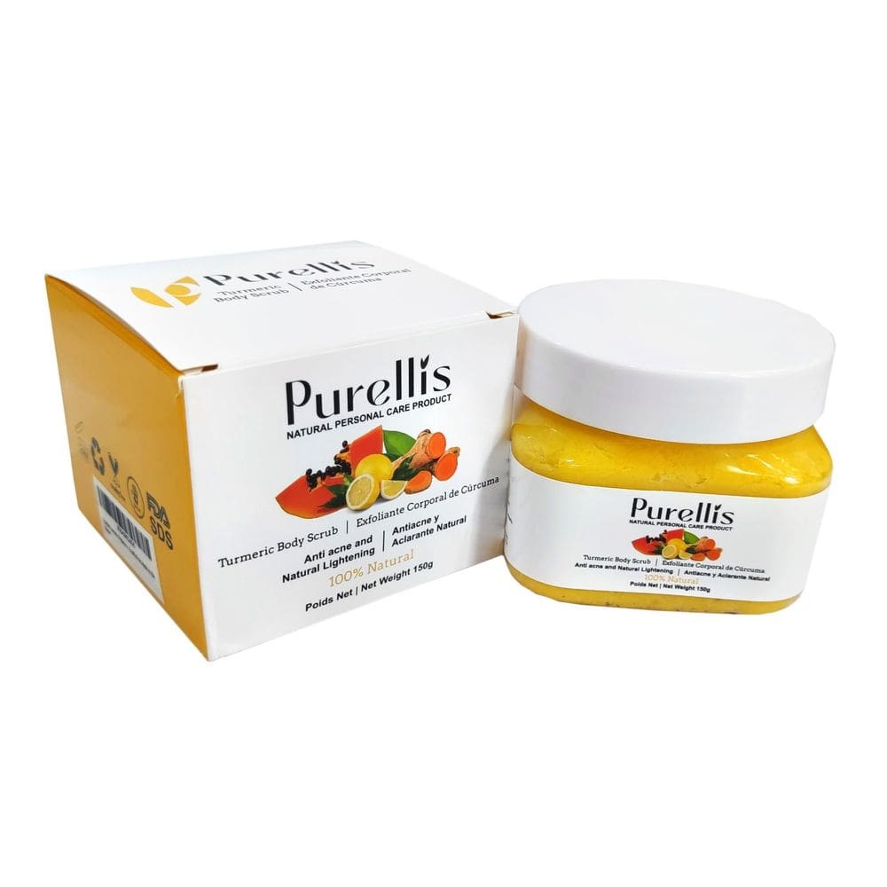 Esfoliante facial e corporal Purellis, açafrão, mamão e limão, 100% natural