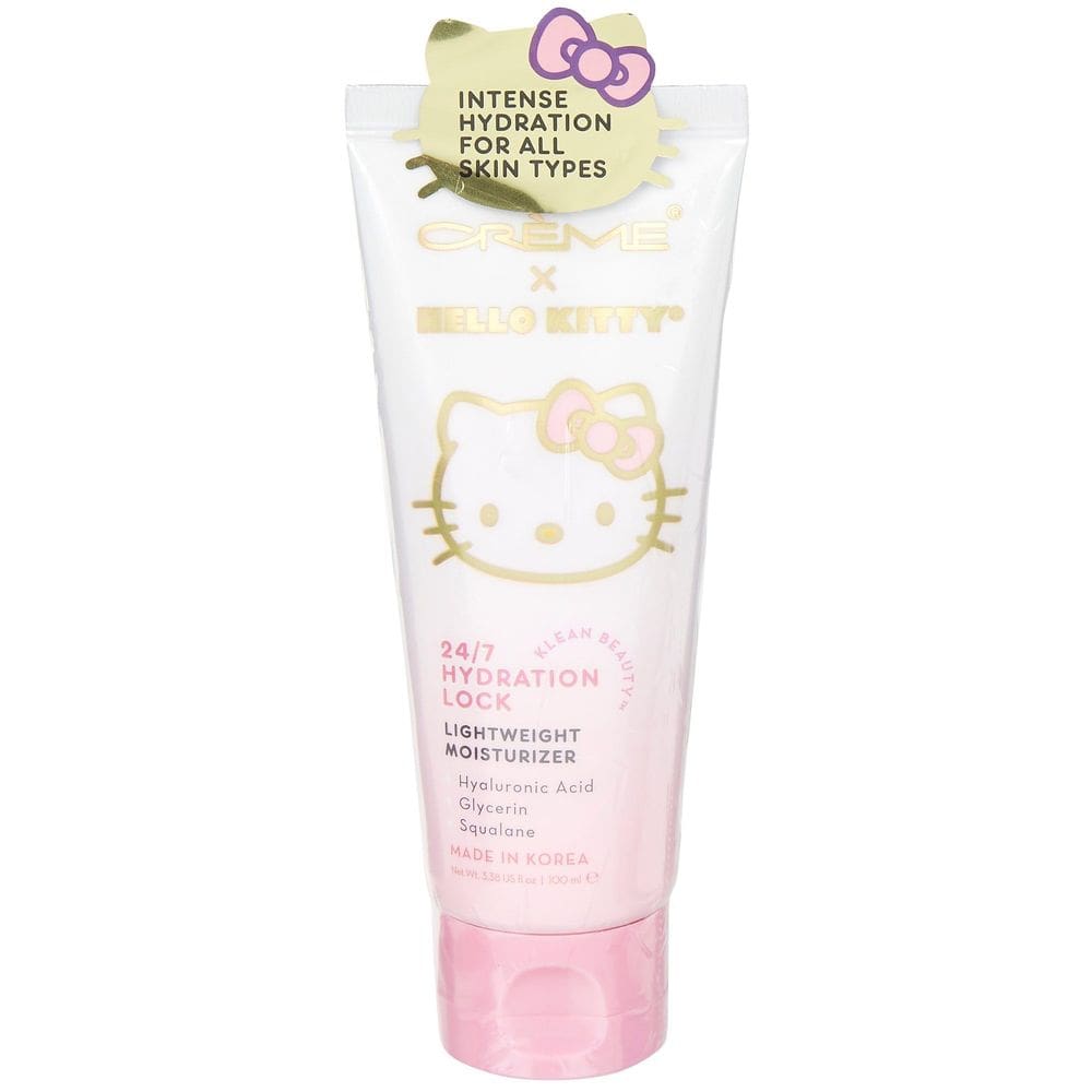 Hidratante leve The Crème Shop x Hello Kitty Klean Beauty 24/7 Hydration Lock, hidratação definitiva, ácido hialurônico, glicerina e esqualano