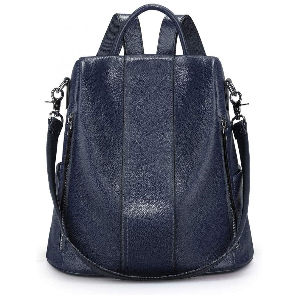Mochila Feminina de Couro Conversível para Bolsa de Ombro, S ZONE, Azul