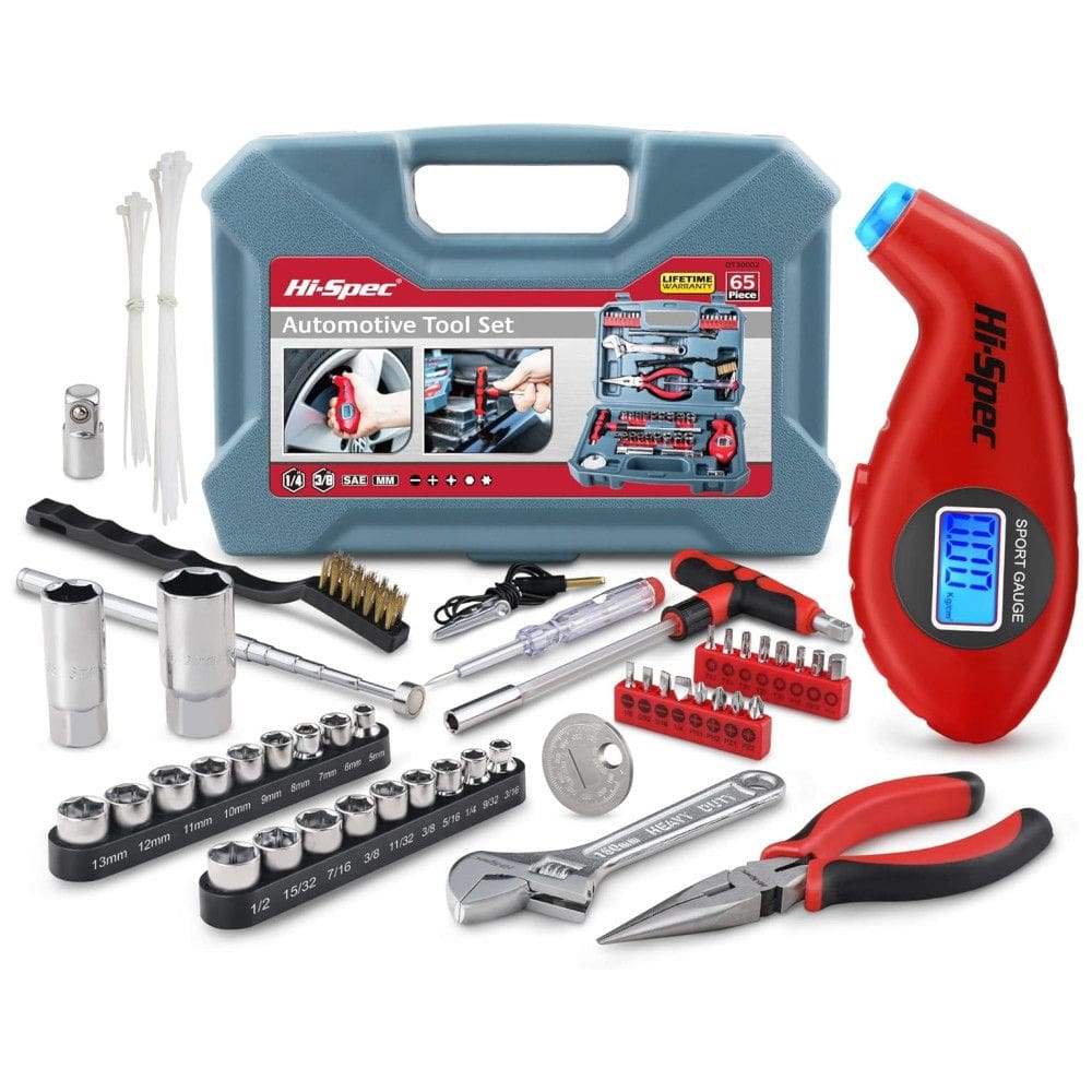 Mala Kit Estojo de Ferramentas 65 Peças Motor Carro Bike Skate Camping, HI SPEC 13, Cinza