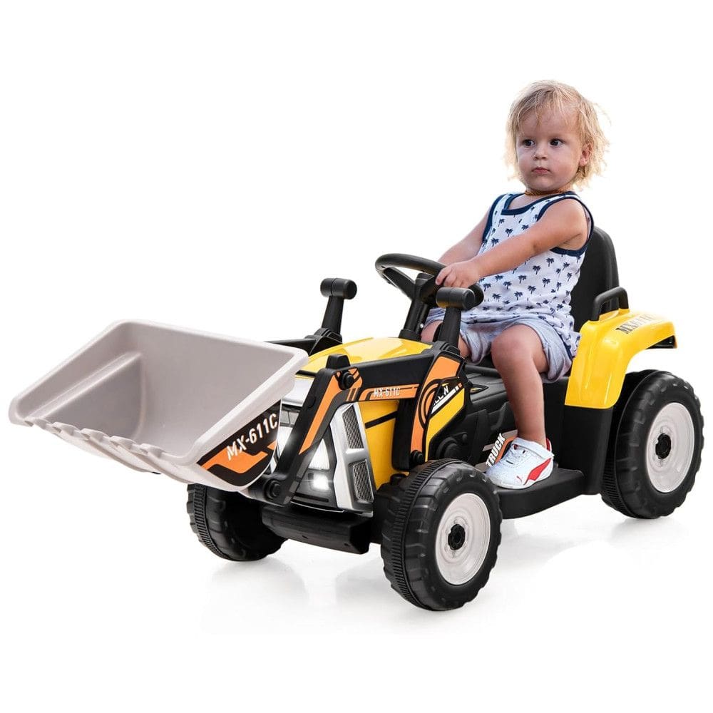 Escavadeira Elétrico Infantil 1 Assento com Controle Remoto, Balde de Escavação Ajustável, Luzes LED, Música, Buzina e USB, 12V, Costzon