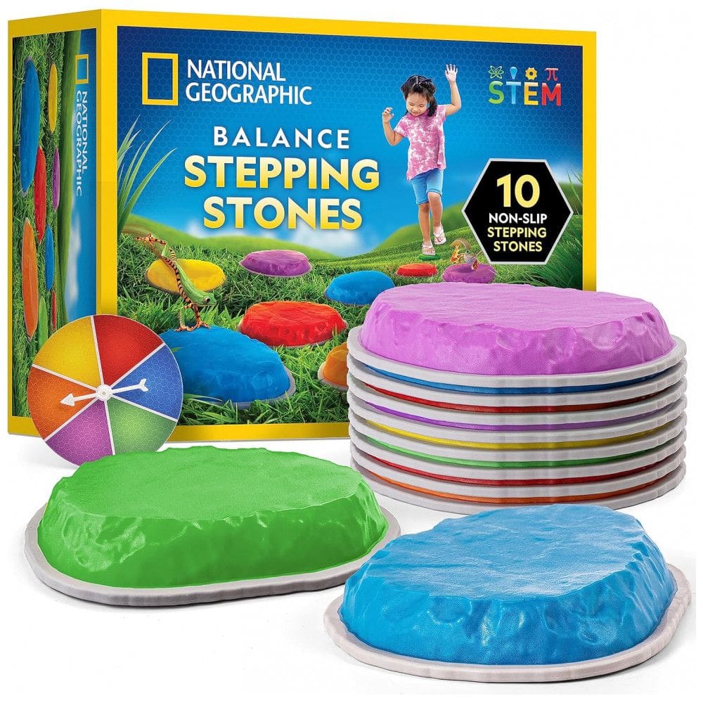 Blue Marble Pedras de Equilíbrio National Geographic para Crianças - Conjunto de 10 Pedras Duráveis e Antiderrapantes para Estimular