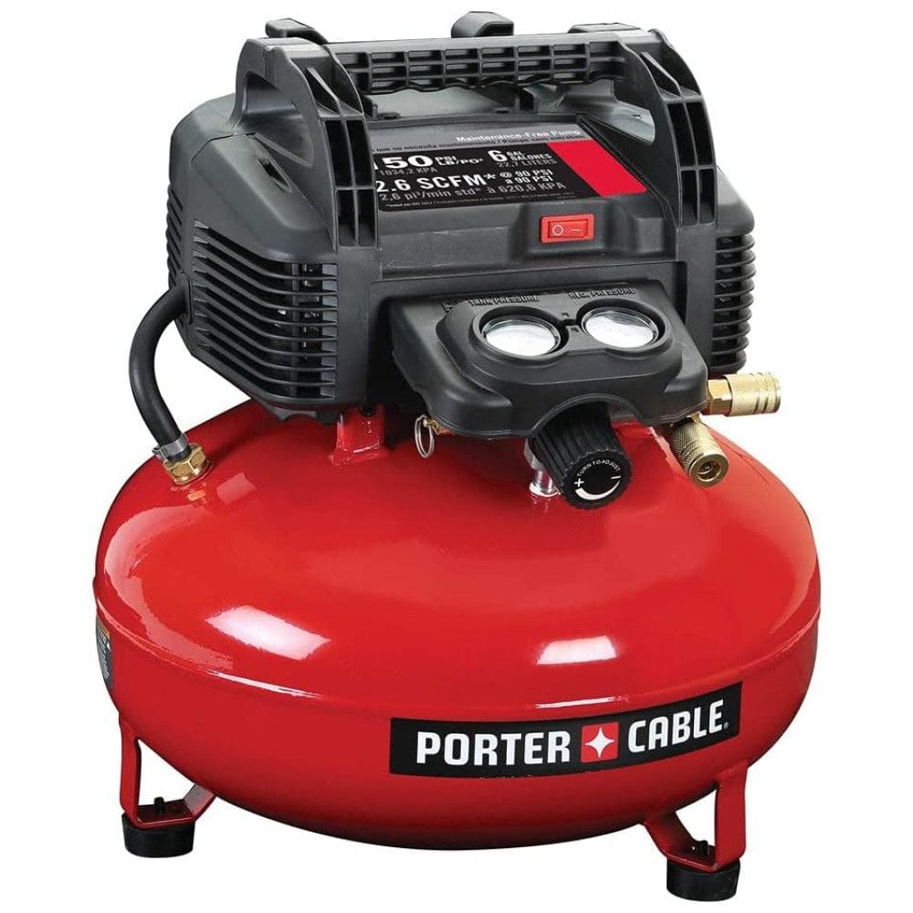 Compressor de Ar Portátil Sem Óleo 2,6 a 150 PSI 120V, PORTER CABLE C2002, Vermelho