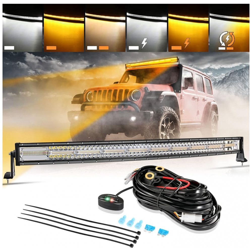 Barra LED Offroad com 24000 Lúmens e 6 Modos Âmbar, 240W, Auxbeam, Preto