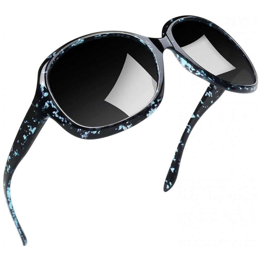 Óculos de Sol Feminino com Proteção UV, Joopin B19, Azul Leopardo e Preto