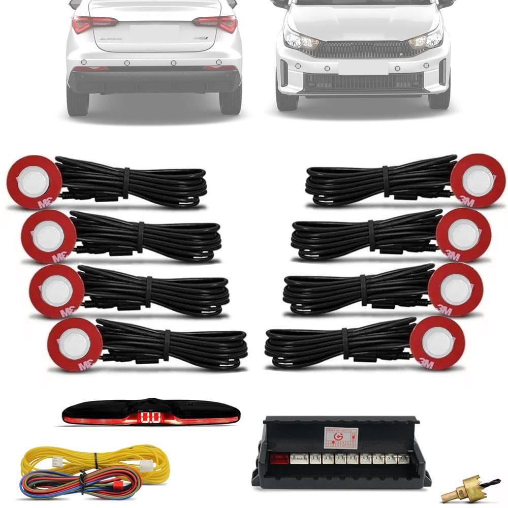 Sensor de Estacionamento Embutido 8 Pontos 16mm Branco KX3