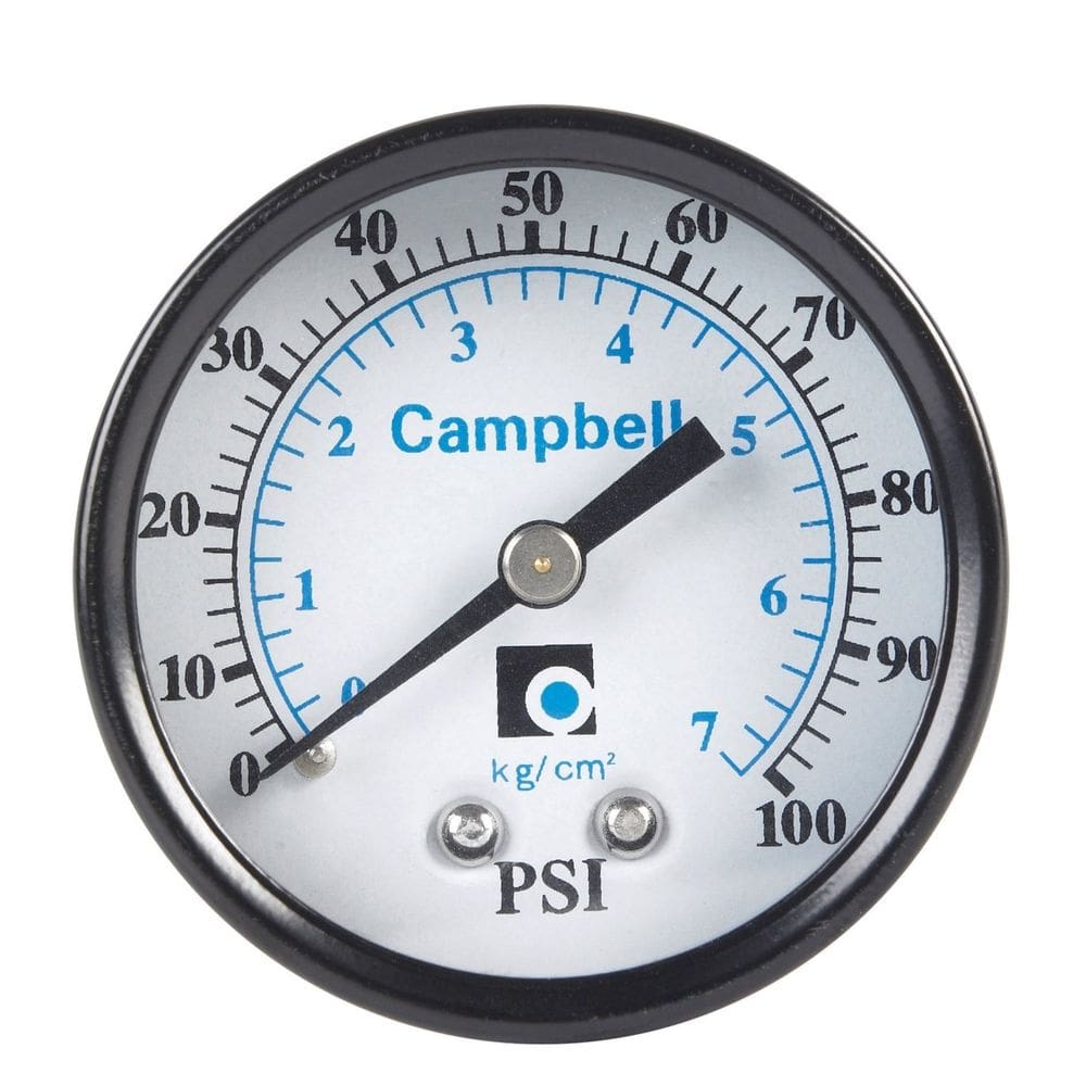 Medidor de pressão Campbell 100 PSI em aço inoxidável