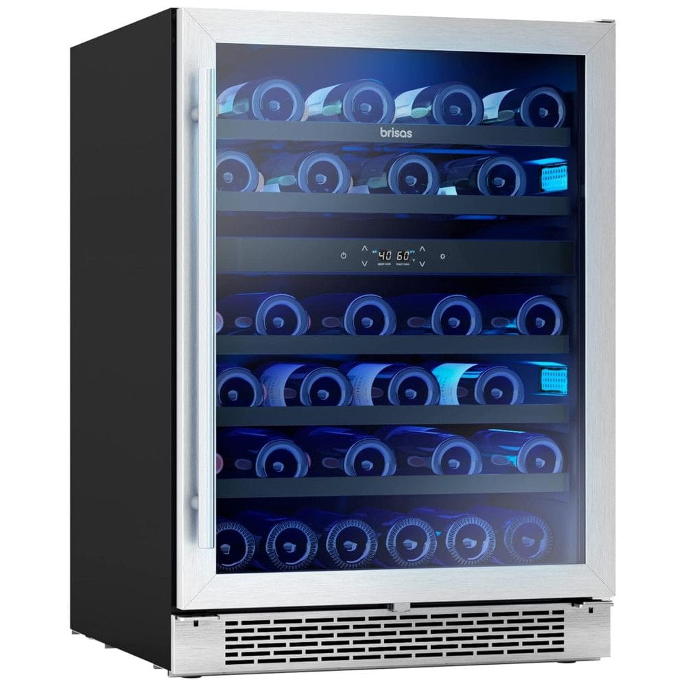 Adega Climatizada com Zona Dupla para 46 Garrafas com Iluminação LED, 110V Zephyr, Prata