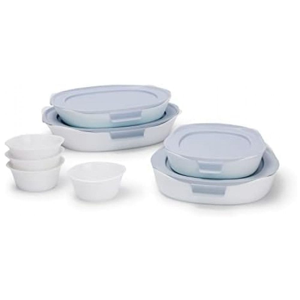 Conjunto de Assadeiras de Vidropara Forno com Tampas, 12 Peças, Rubbermaid, Branca