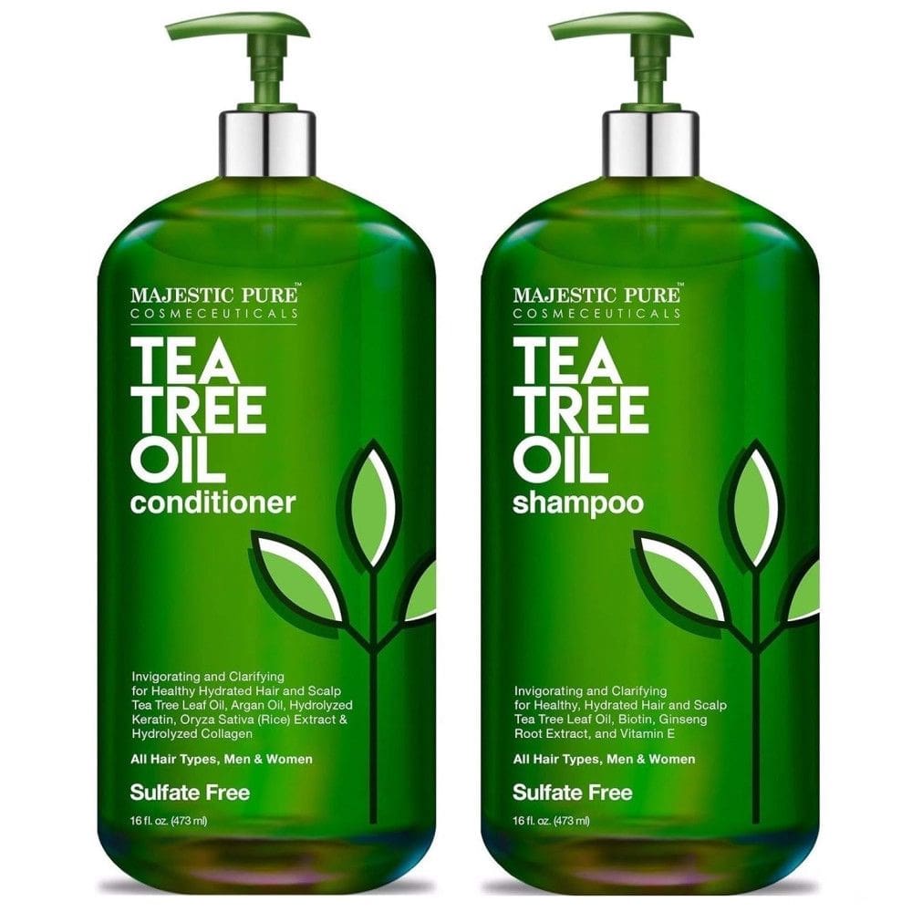Shampoo e Condicionador Hidratação e Combate à Caspa Couro Todos os Tipos de Cabelo 450ml, MAJESTIC PURE, Verde Escuro