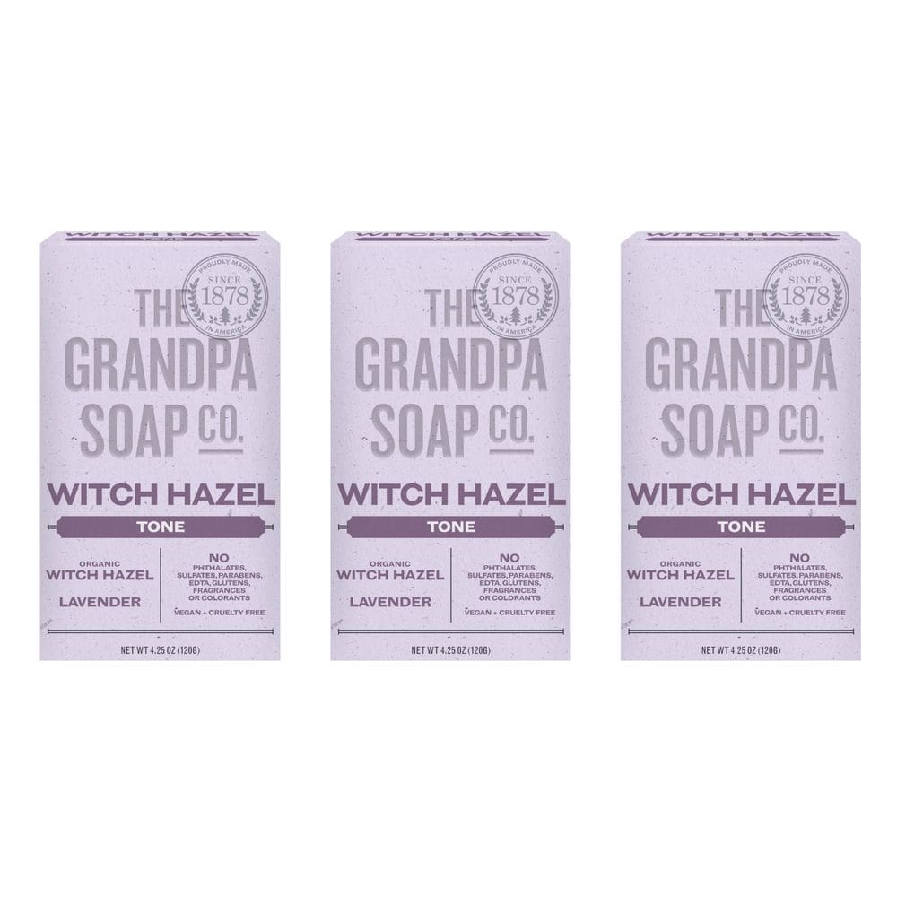 Sabonete em barra The Grandpa Soap Company Witch Hazel 125 ml, pacote com 3
